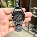 Empo®io Arm@ni Mens Black Ceramic Rose Gold Figures All Working