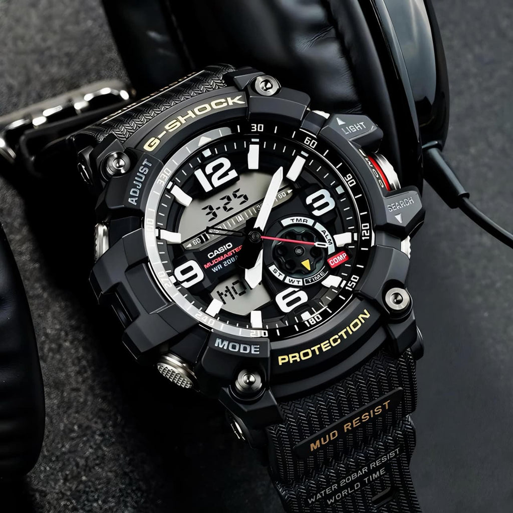Gshockk Mudmaster Black Digital+Analog Mens All Working