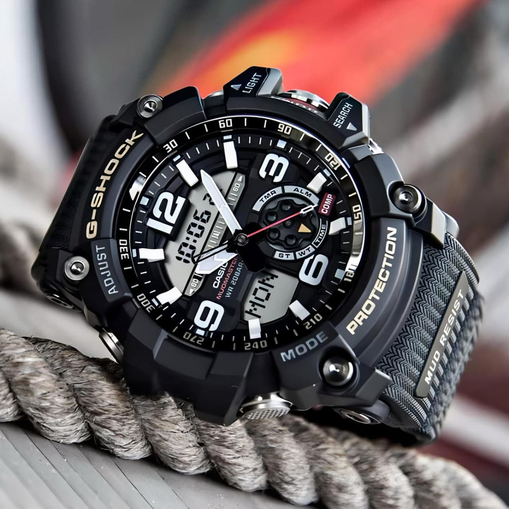 Gshockk Mudmaster Black Digital+Analog Mens All Working