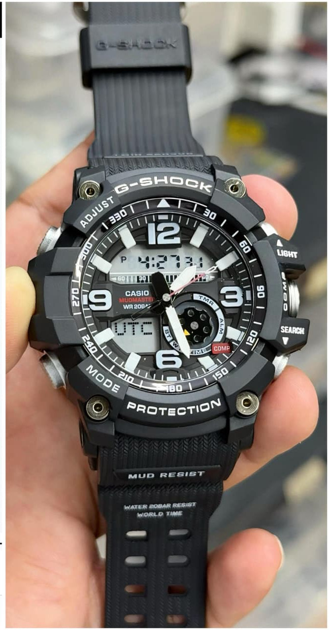 Gshockk Mudmaster Black Digital+Analog Mens All Working