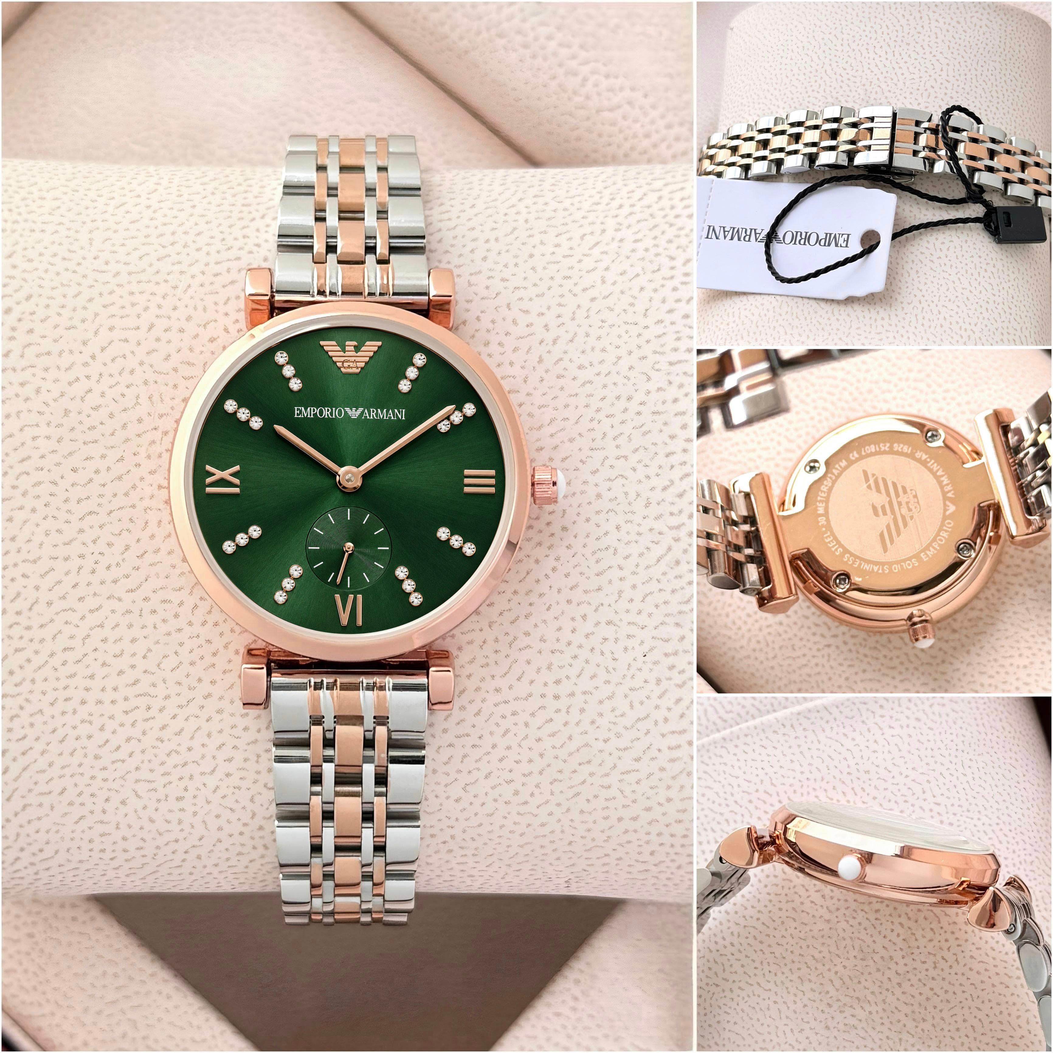 Emporioo Armanii Women Green Dial (Dual Tone Chain) All Working