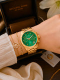 Mich@el Kor$ Gold Chain Green Dial Women's All Working