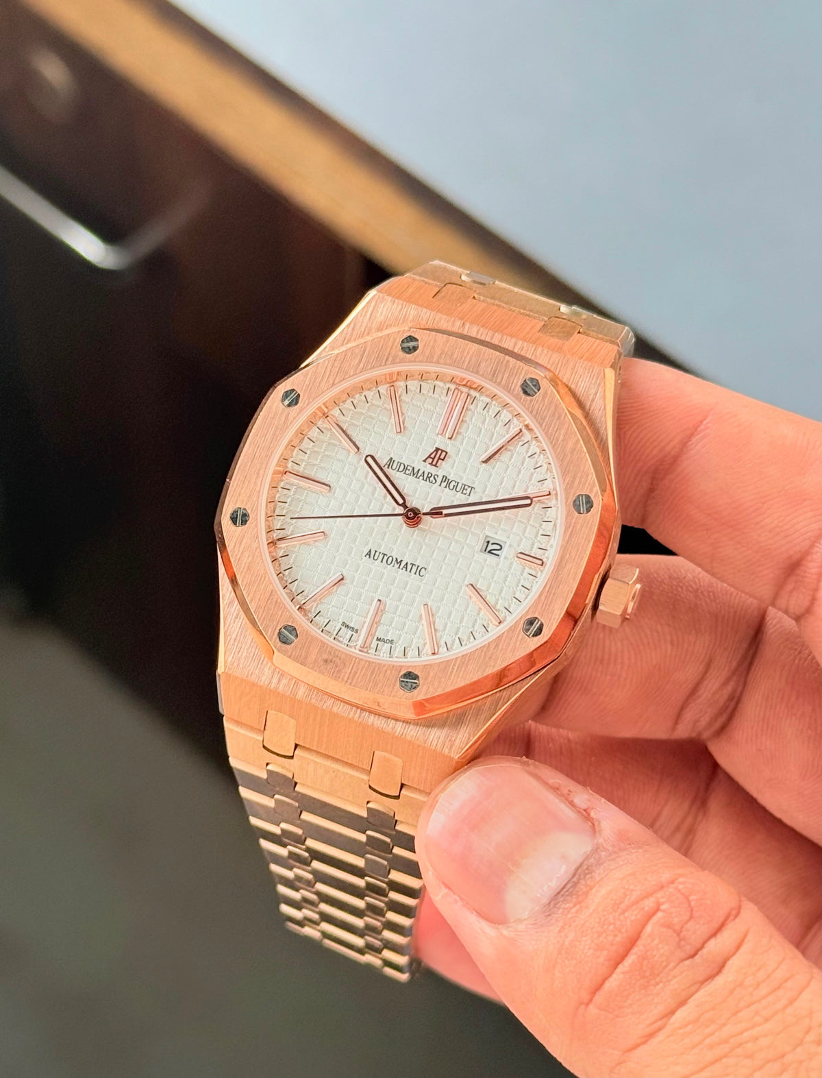 Audem@rs pigu£t Rose Gold Chain Mens All Working