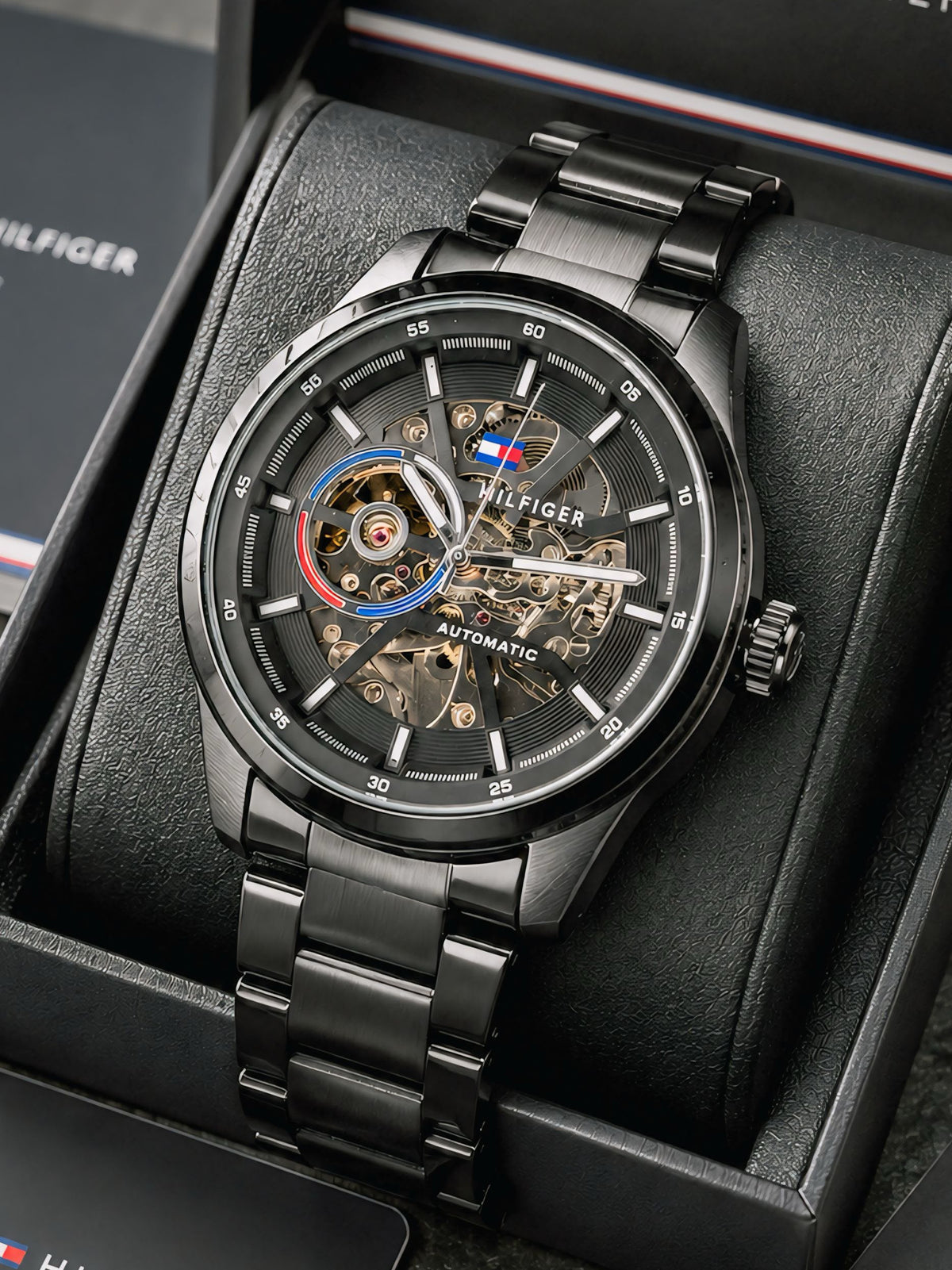Tomm¥ Hilfige® Mens Black Automatic All Working