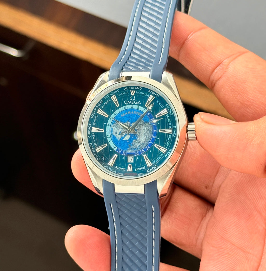 Omega Seamasterr Aquateraa WorldMap Blue Automatic Mens All Working