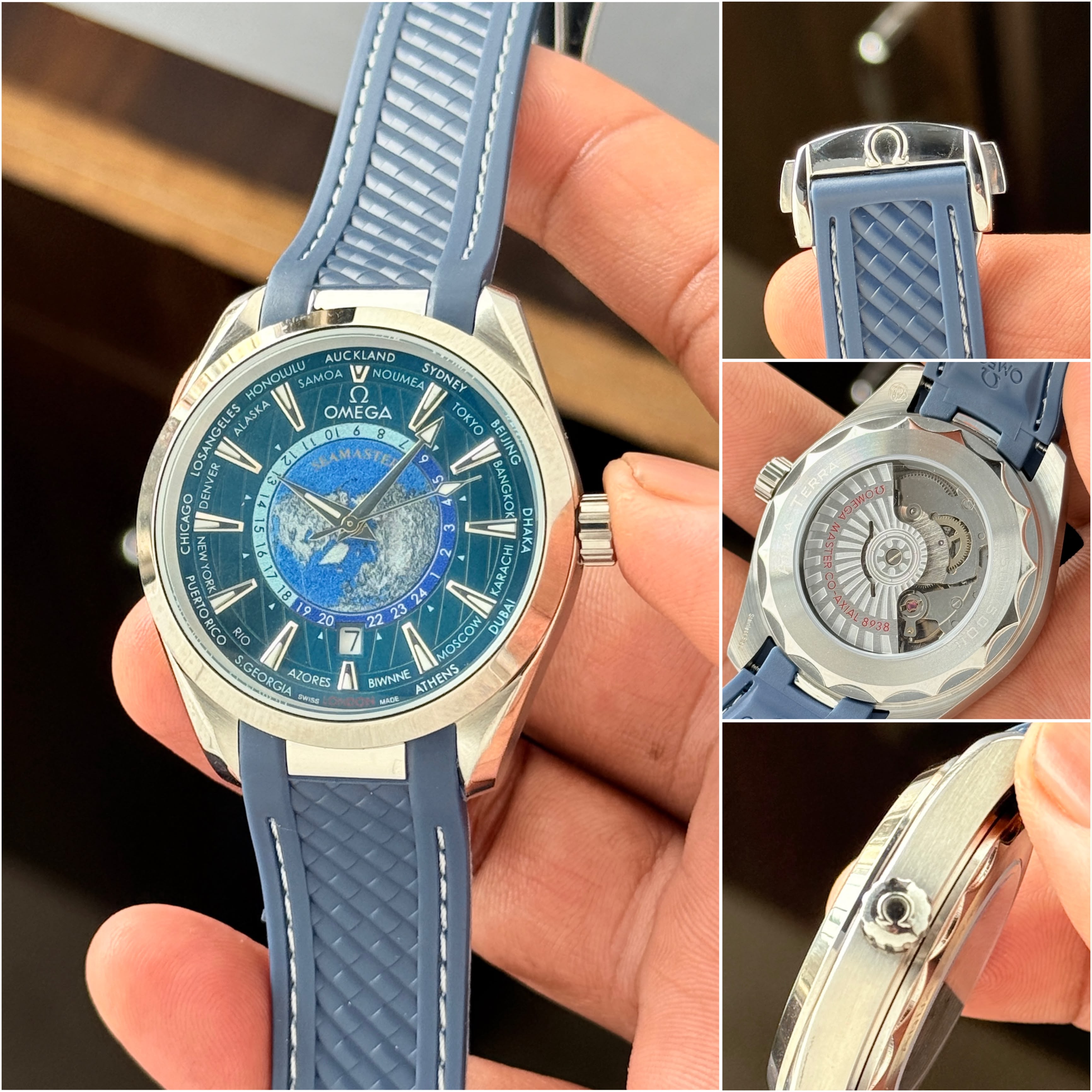 Omega Seamasterr Aquateraa WorldMap Blue Automatic Mens All Working