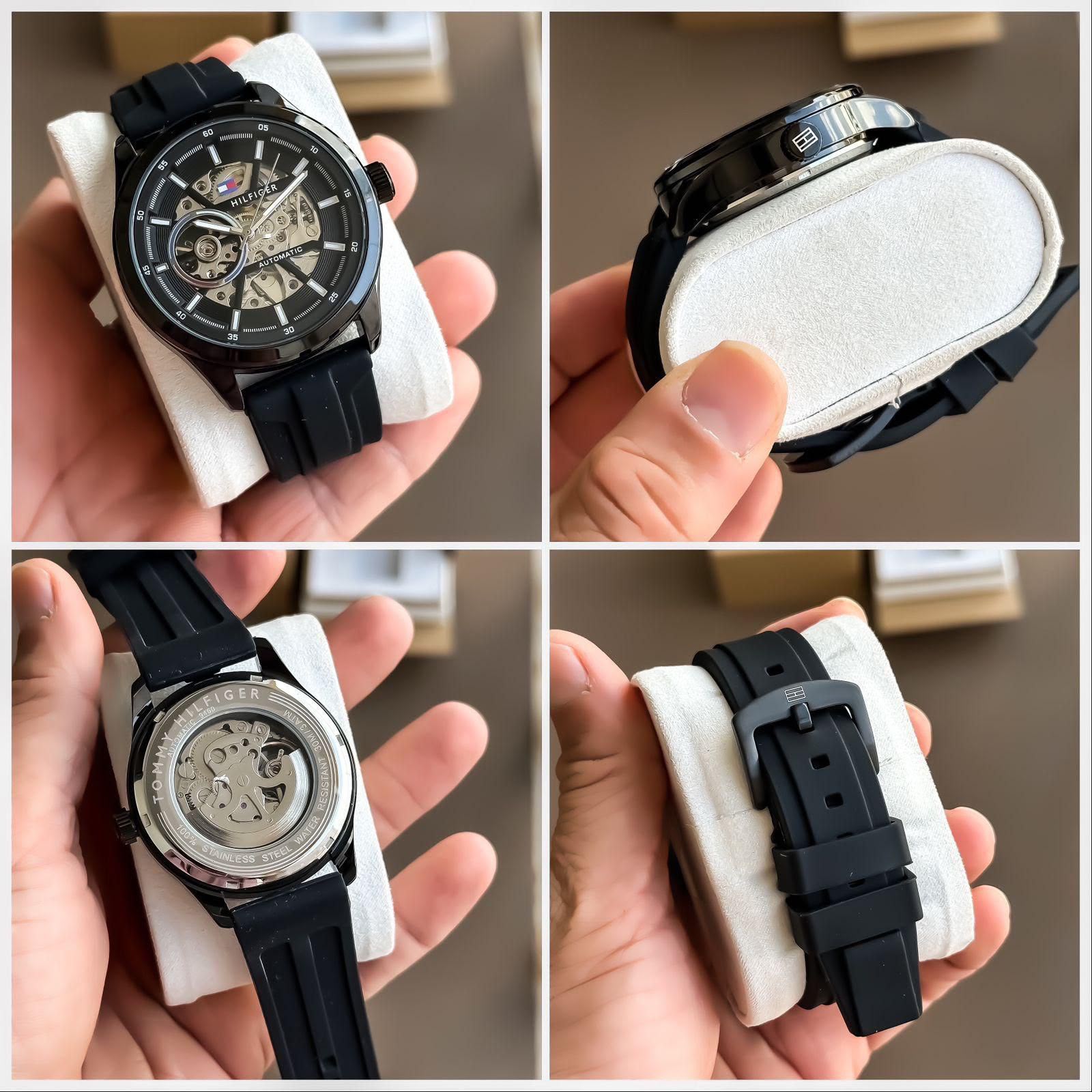 Tommyy Hilfiiger Black Automatic Best Quality Watch All Working