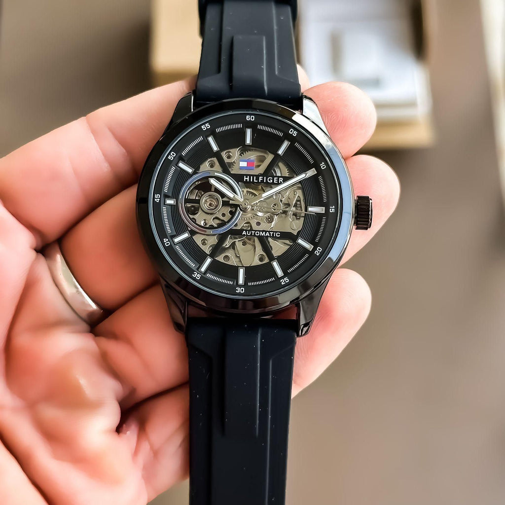 Tommyy Hilfiiger Black Automatic Best Quality Watch All Working