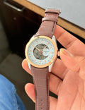 Tissott Couturier Automatic Mechanical Open Back Brown Leather