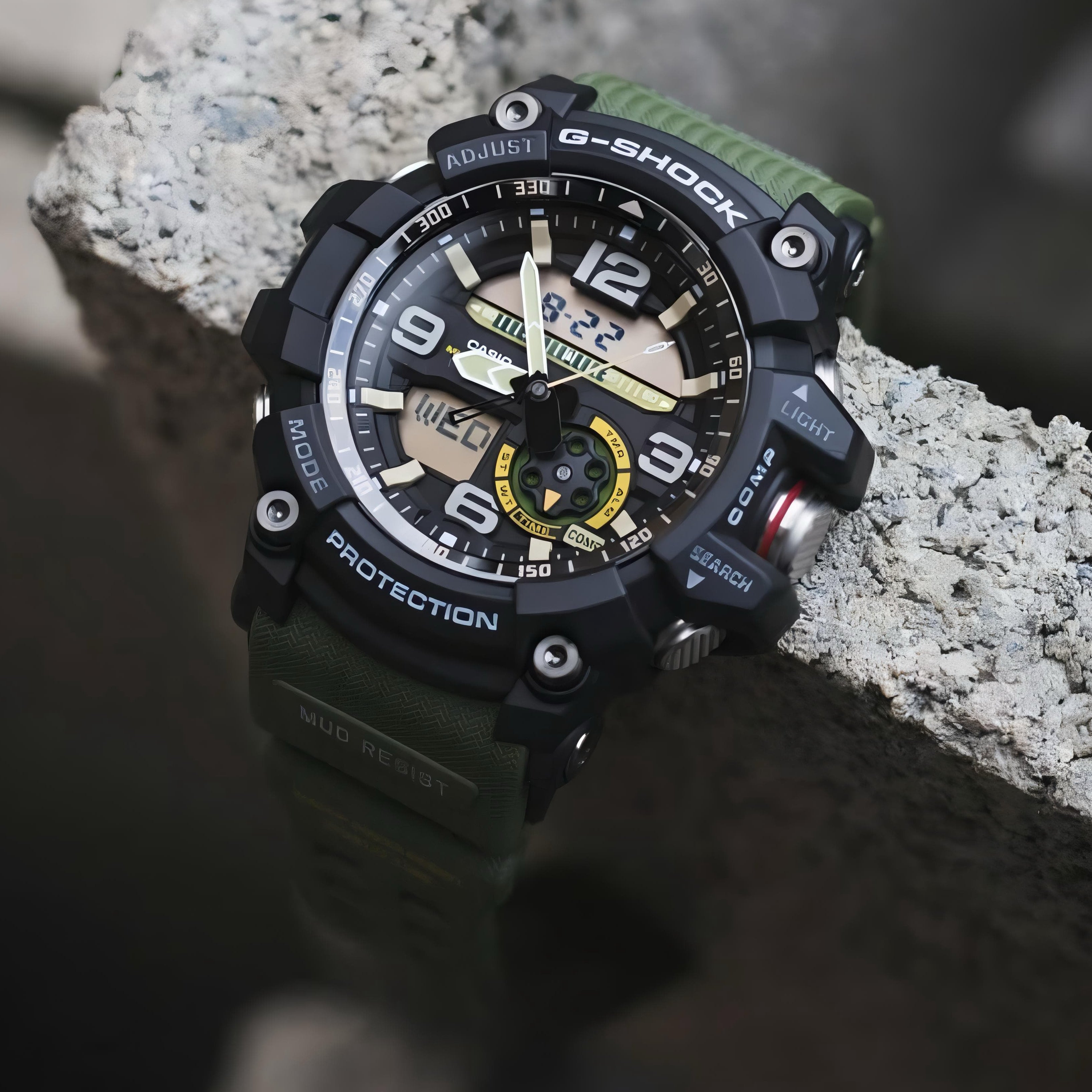 Gshockk Mudmaster Green Digital+Analog Mens All Working