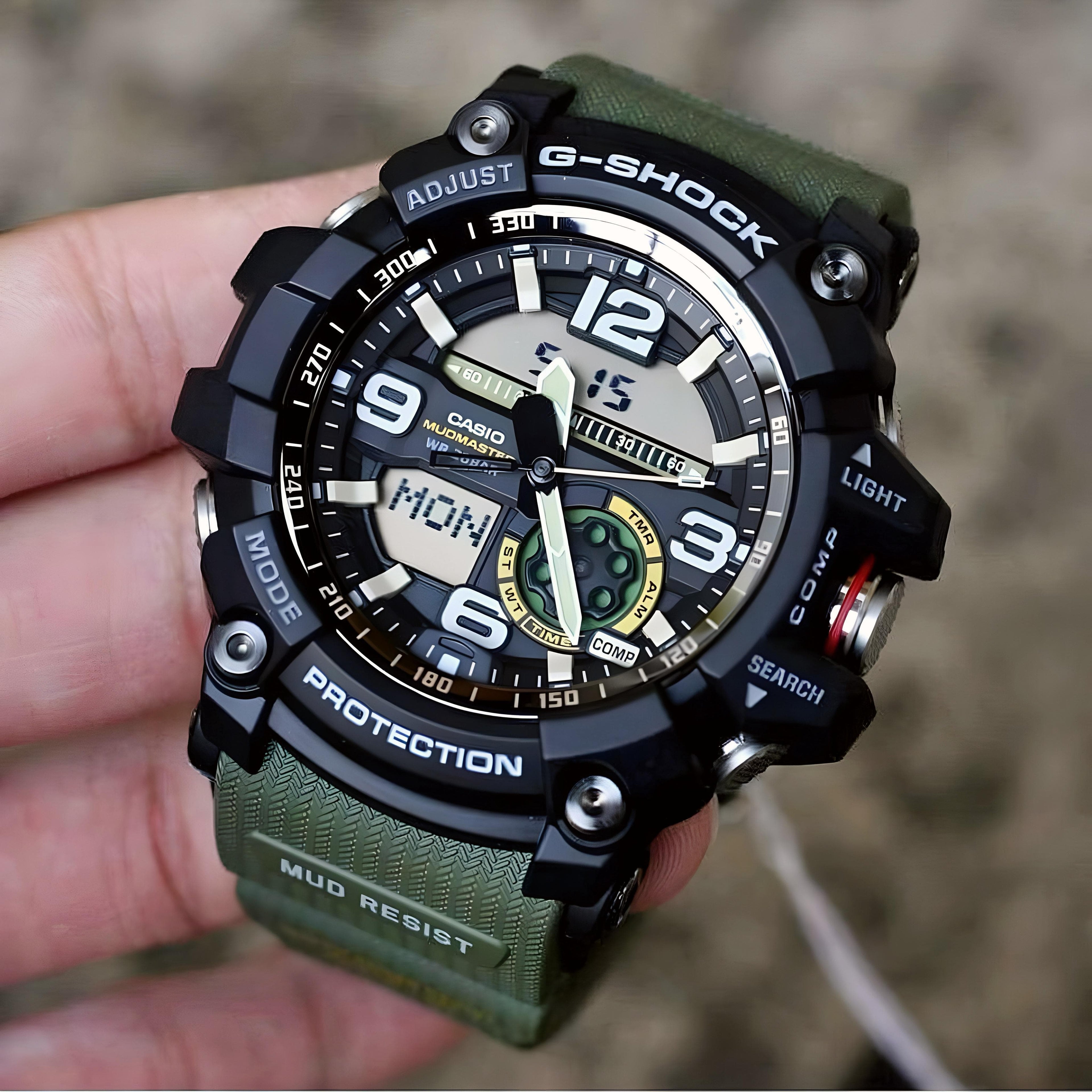Gshockk Mudmaster Green Digital+Analog Mens All Working