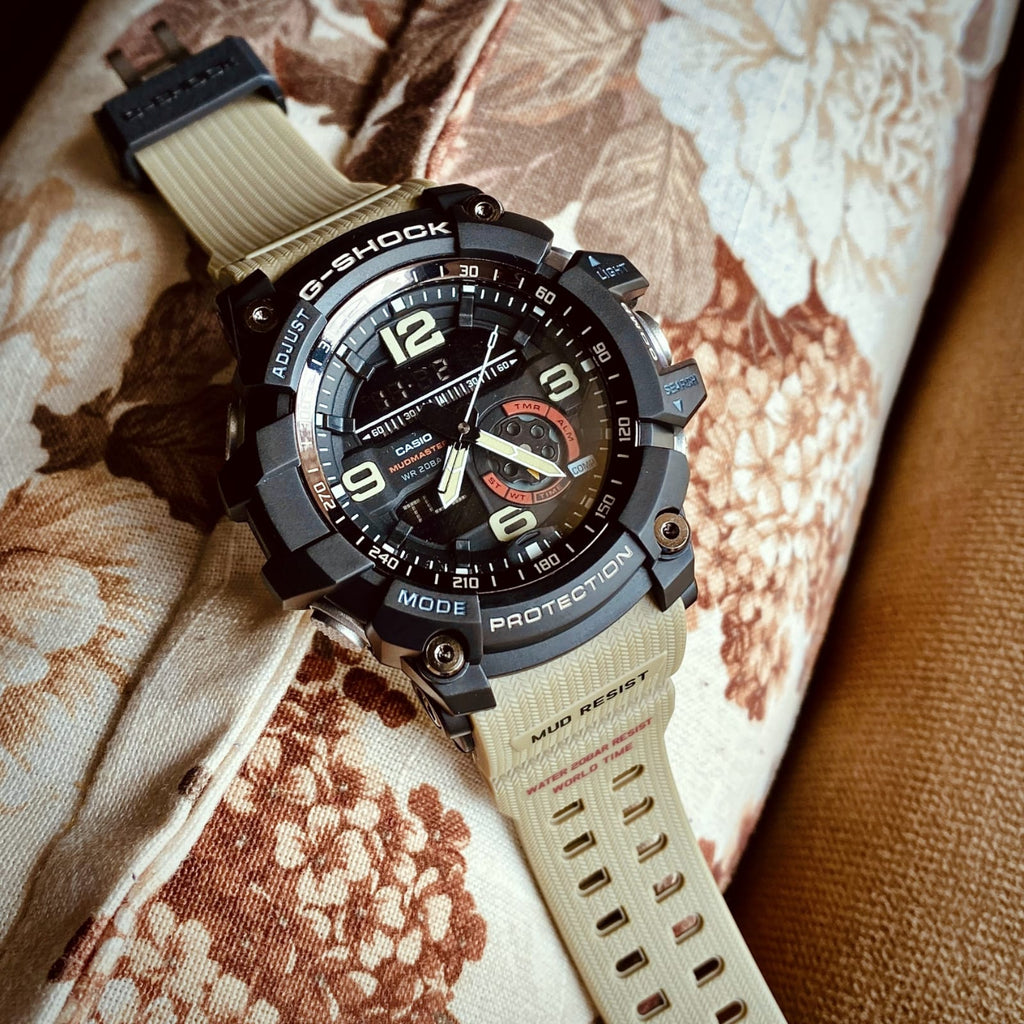 Gshockk Mudmaster Cool Beige Digital+Analog Mens All Working