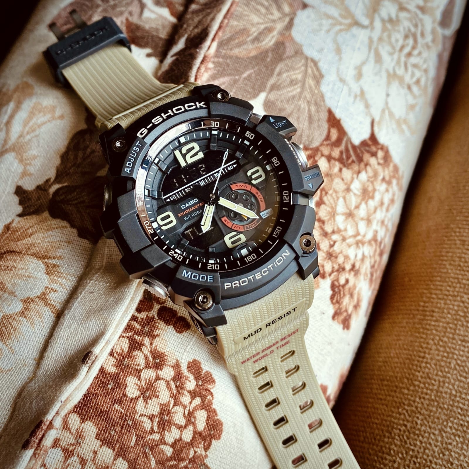 Gshockk Mudmaster Cool Beige Digital+Analog Mens All Working