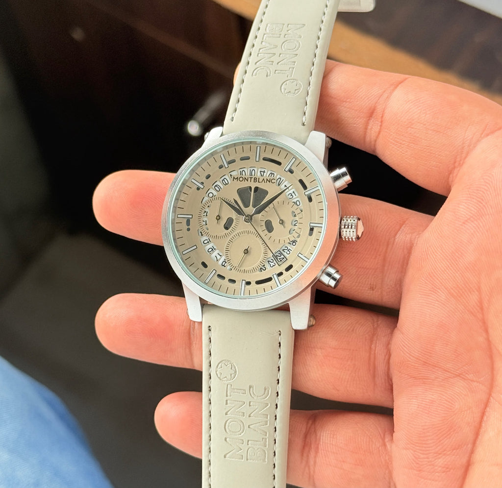 M0nt Bl@nc Seude Grey Leather Mens All Working