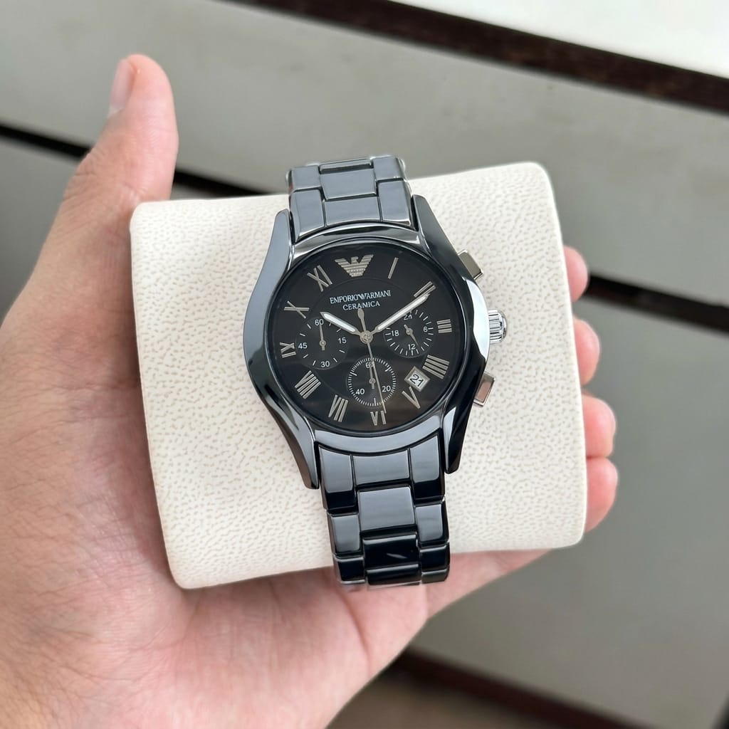 Empo®io Arm@ni Mens Black Ceramic Chain All Working