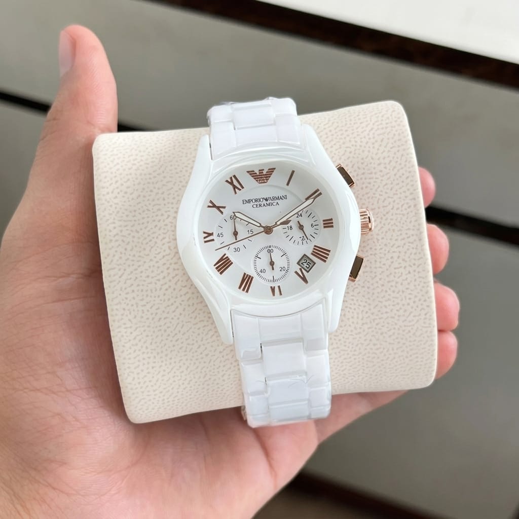 Empo®io Arm@ni Mens White Ceramic Chain All Working