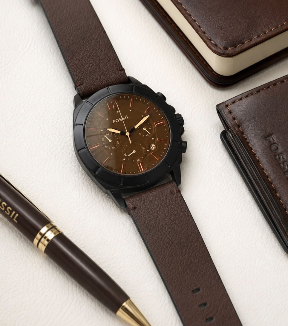Fo$$il Brown Leather Mens All Working