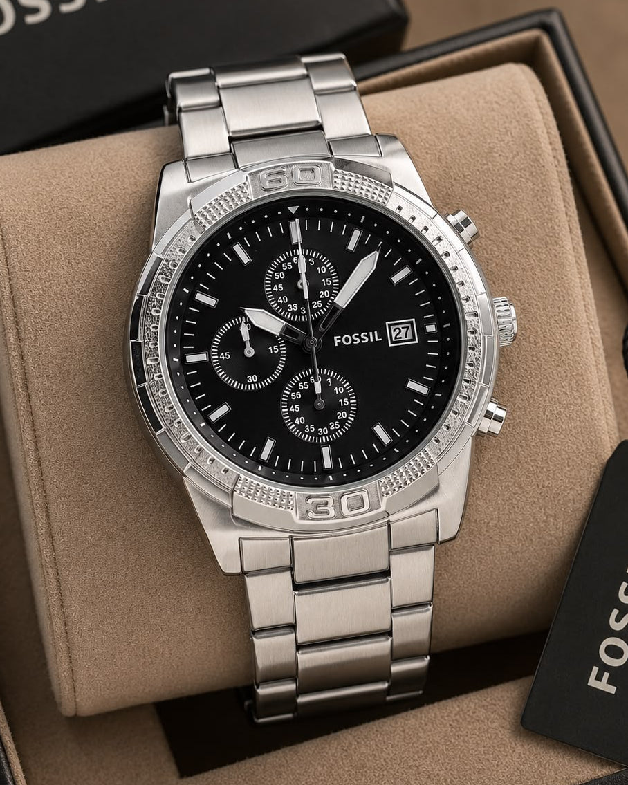Fo$$il Steel Chain Black Dial Mens All Working