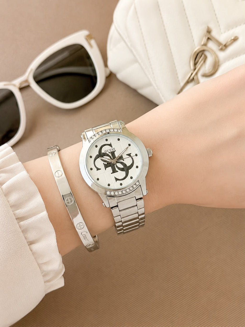 Gue$$ Women Silver White All Working