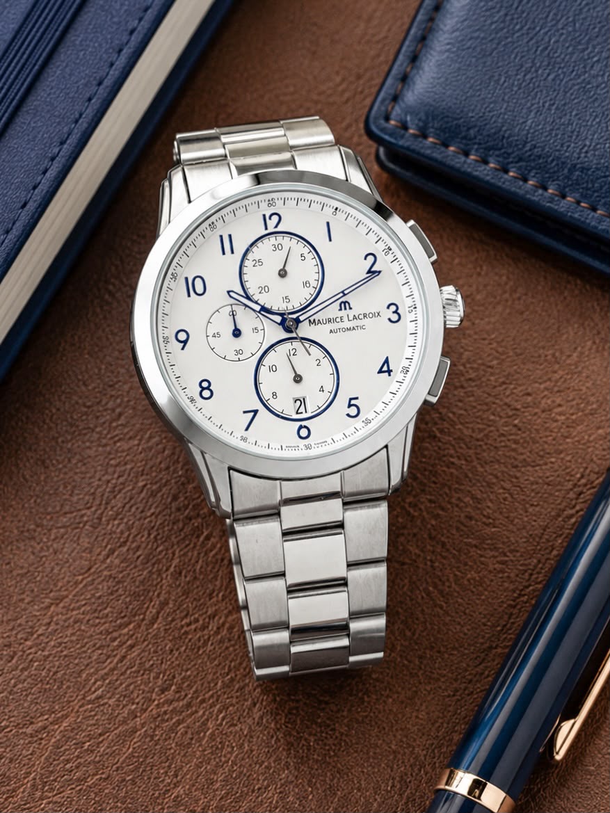 M@urice L@croix Silver White Mens All Working