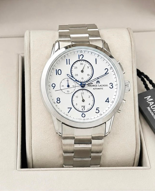 M@urice L@croix Silver White Mens All Working
