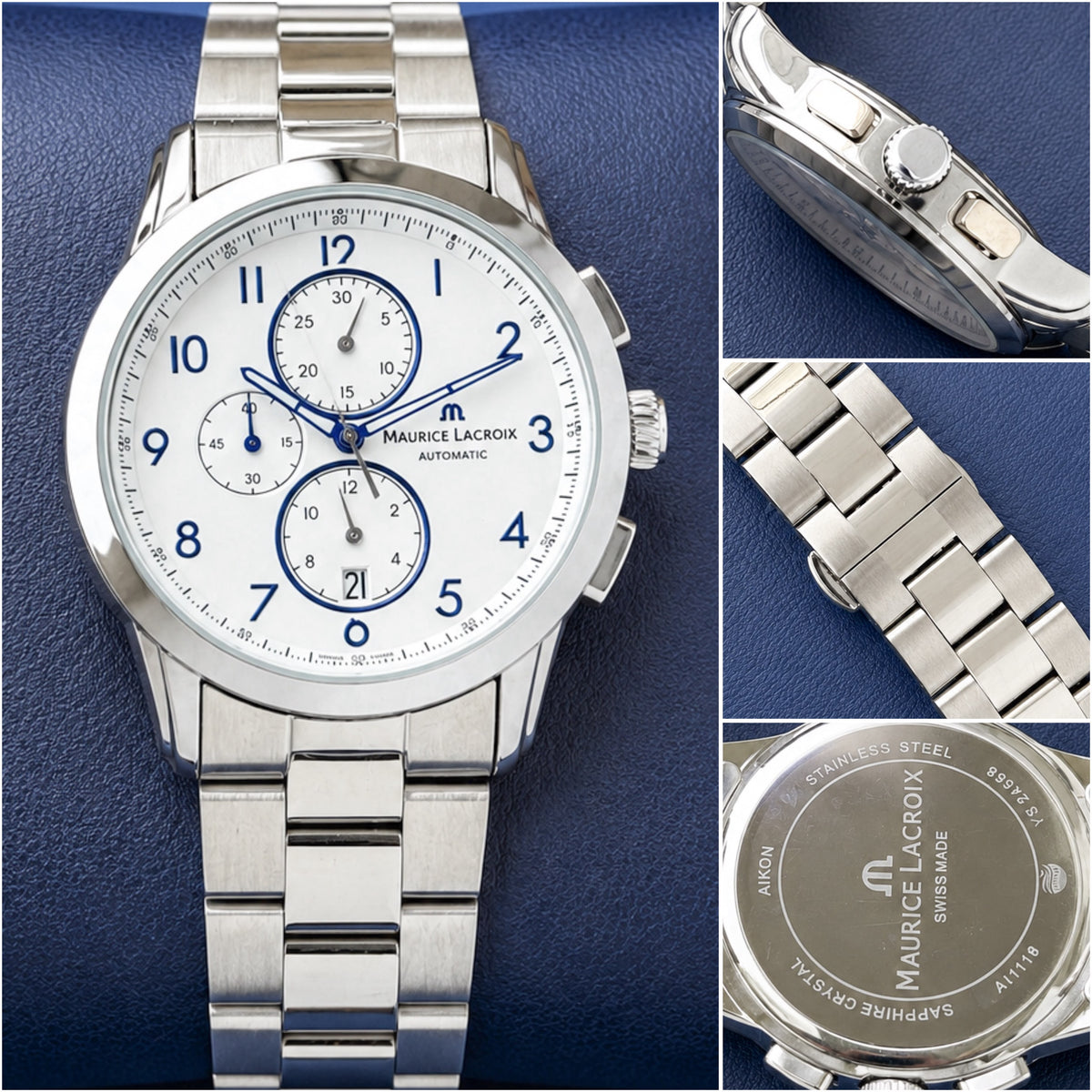 M@urice L@croix Silver White Mens All Working