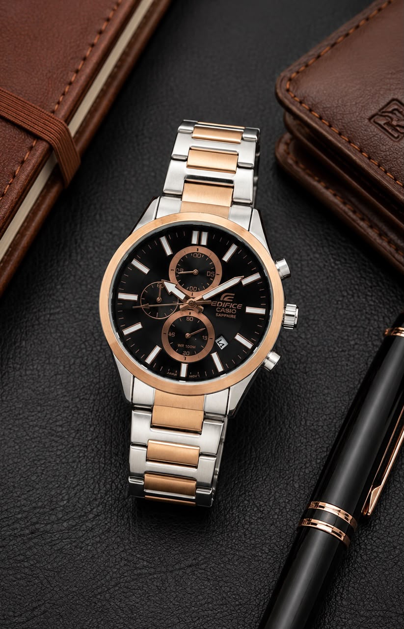 C@sio €difice Mens Two Tone Rose gold All Working