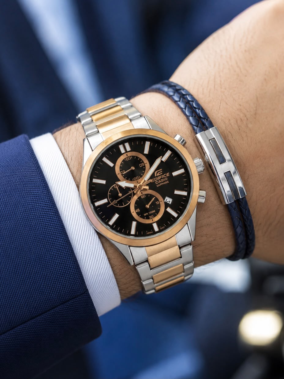 C@sio €difice Mens Two Tone Rose gold All Working