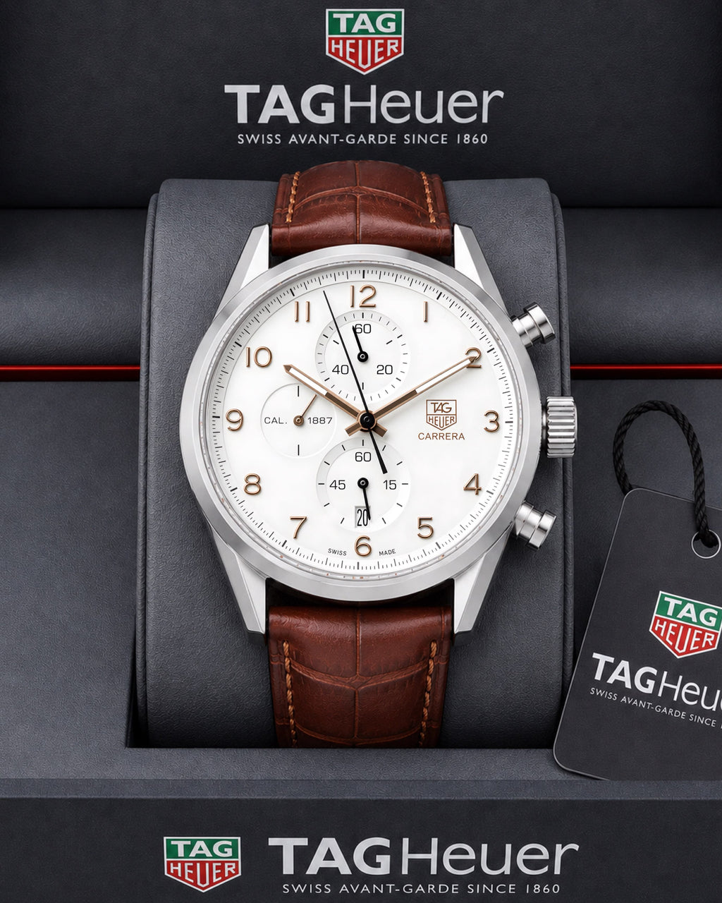 T@g Heuer® Mens Brown Leather All Working (Japanese Quality)