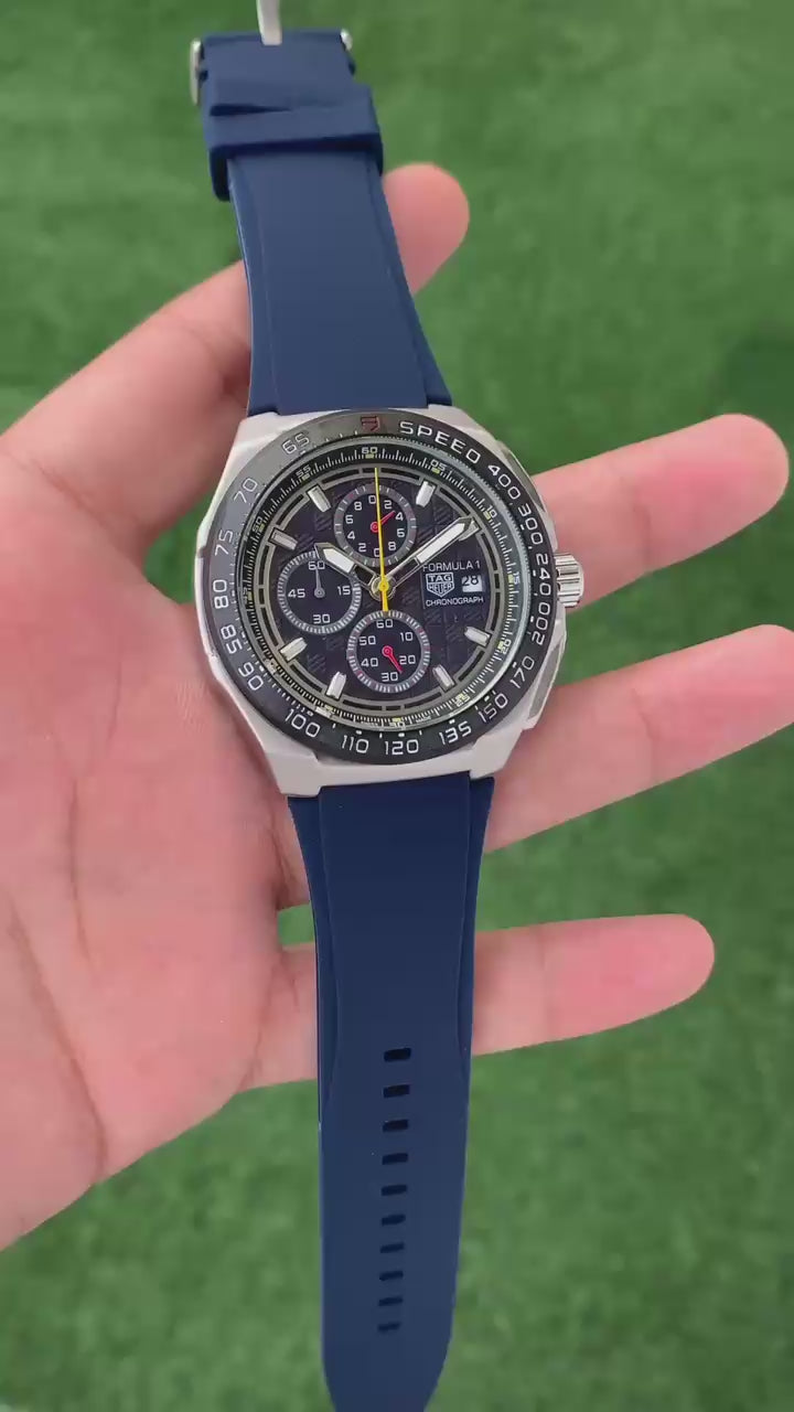 T@g Heue® Mens Blue Silicon Strap All Working