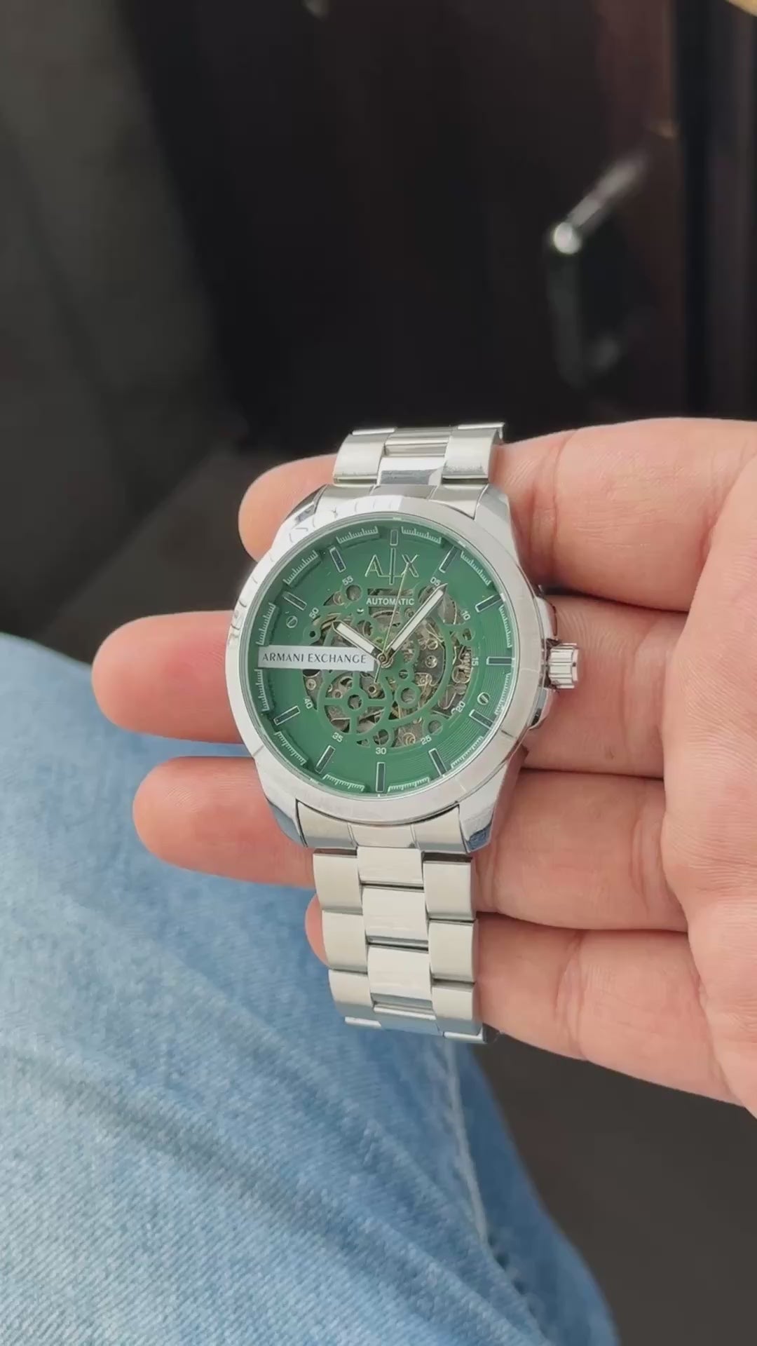 Arm@ni Exch@nge Mens Automatic Silver Green All Working