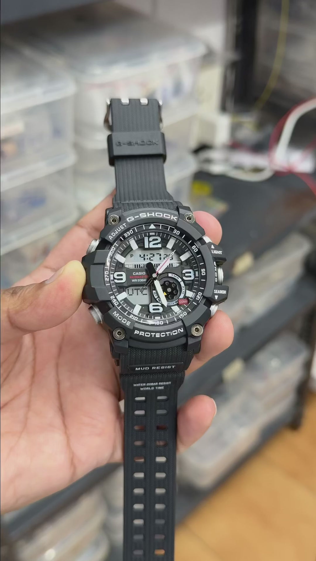 Gshockk Mudmaster Black Digital+Analog Mens All Working