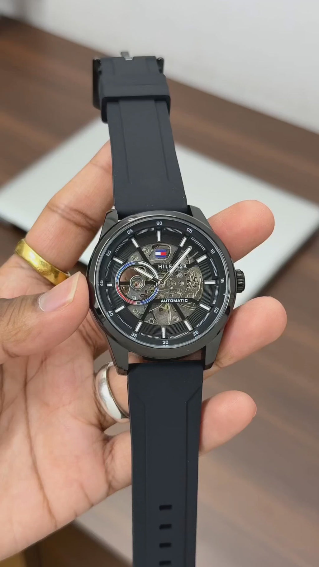 Tommyy Hilfiiger Black Automatic Best Quality Watch All Working