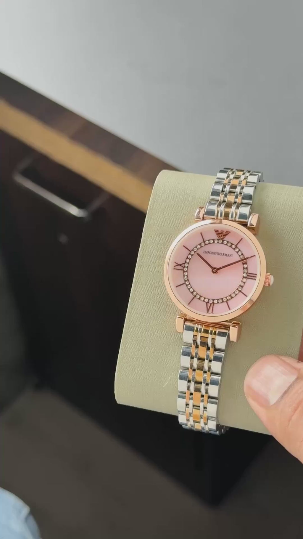 £mporio Arm@ni Women Dual Tone Pink Dial All Working