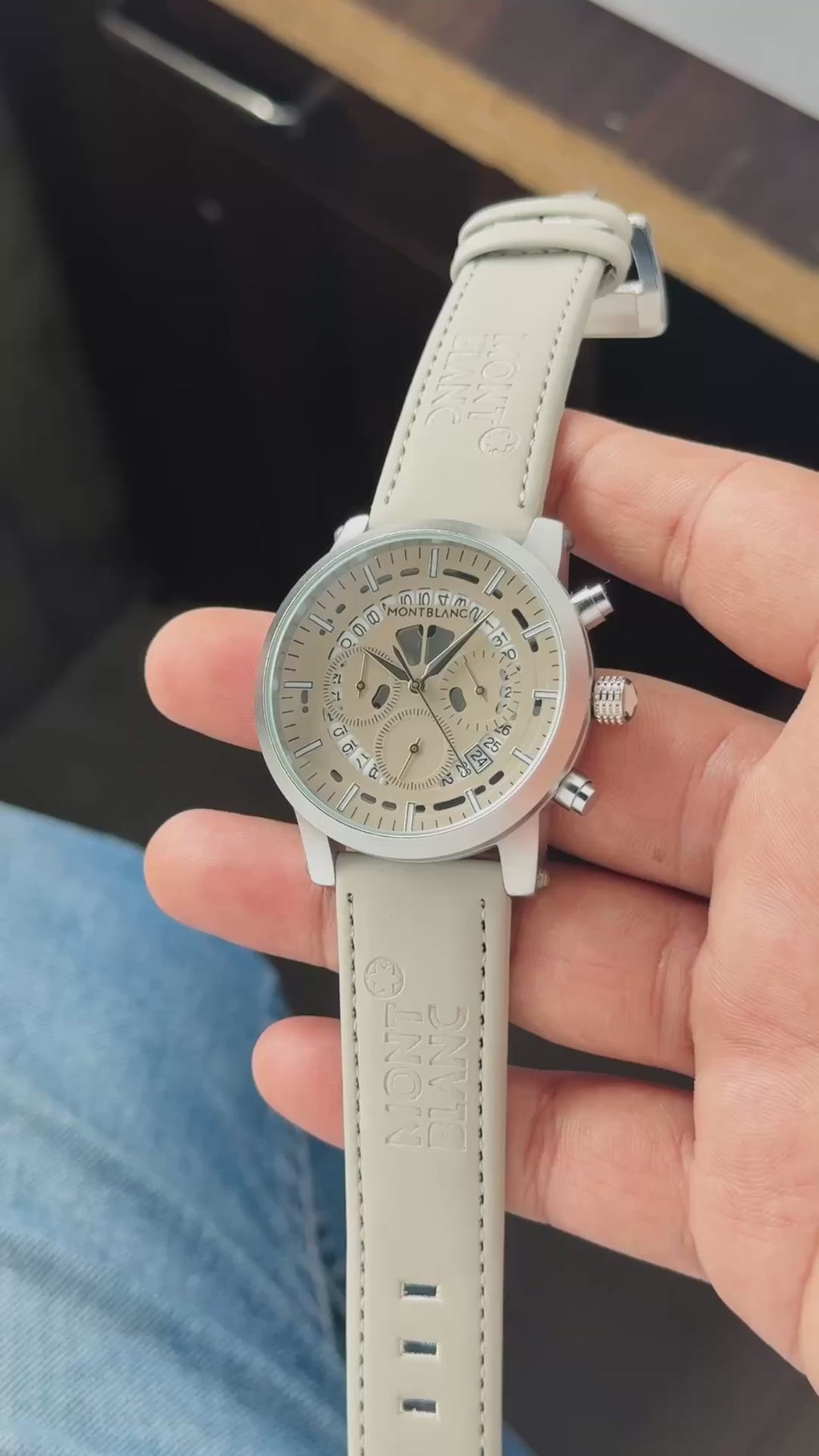 M0nt Bl@nc Seude Grey Leather Mens All Working