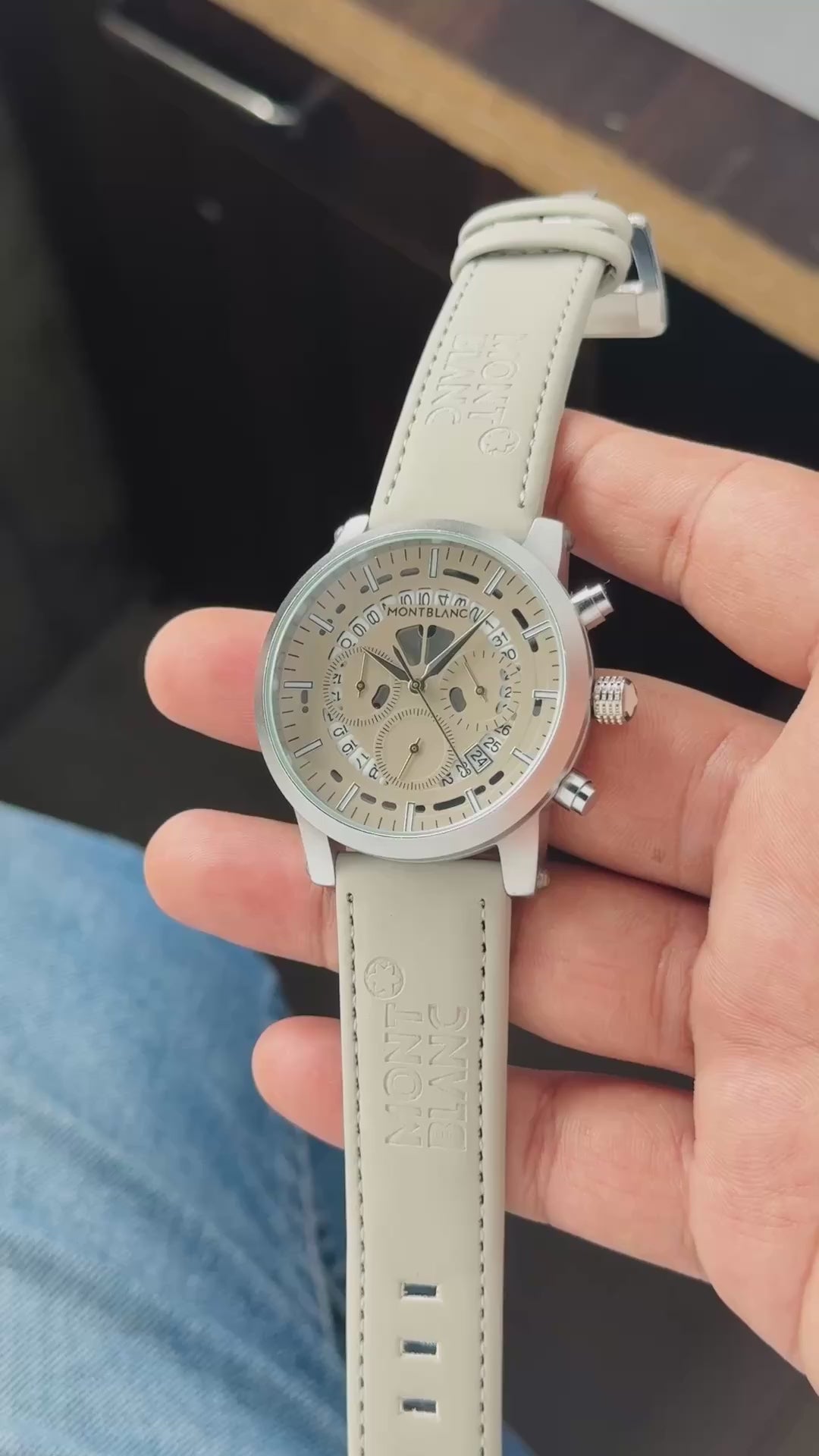 M0nt Bl@nc Seude Grey Leather Mens All Working