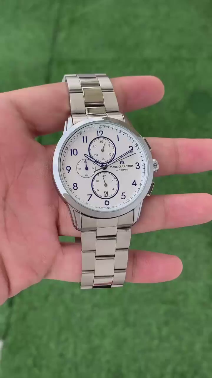 M@urice L@croix Silver White Mens All Working