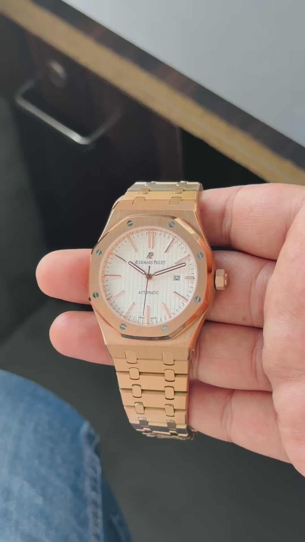 Audem@rs pigu£t Rose Gold Chain Mens All Working