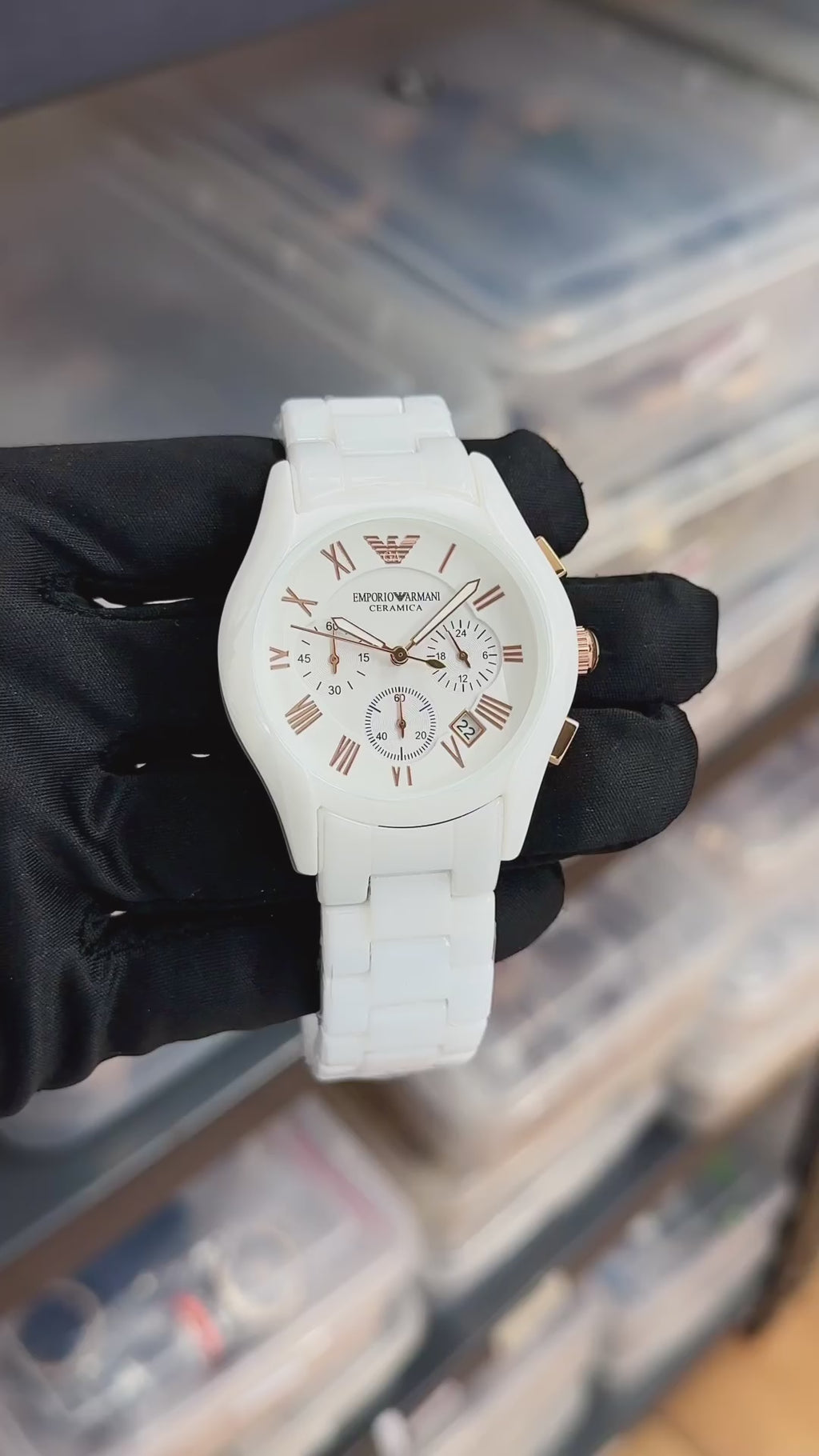 Empo®io Arm@ni Mens White Ceramic Chain All Working