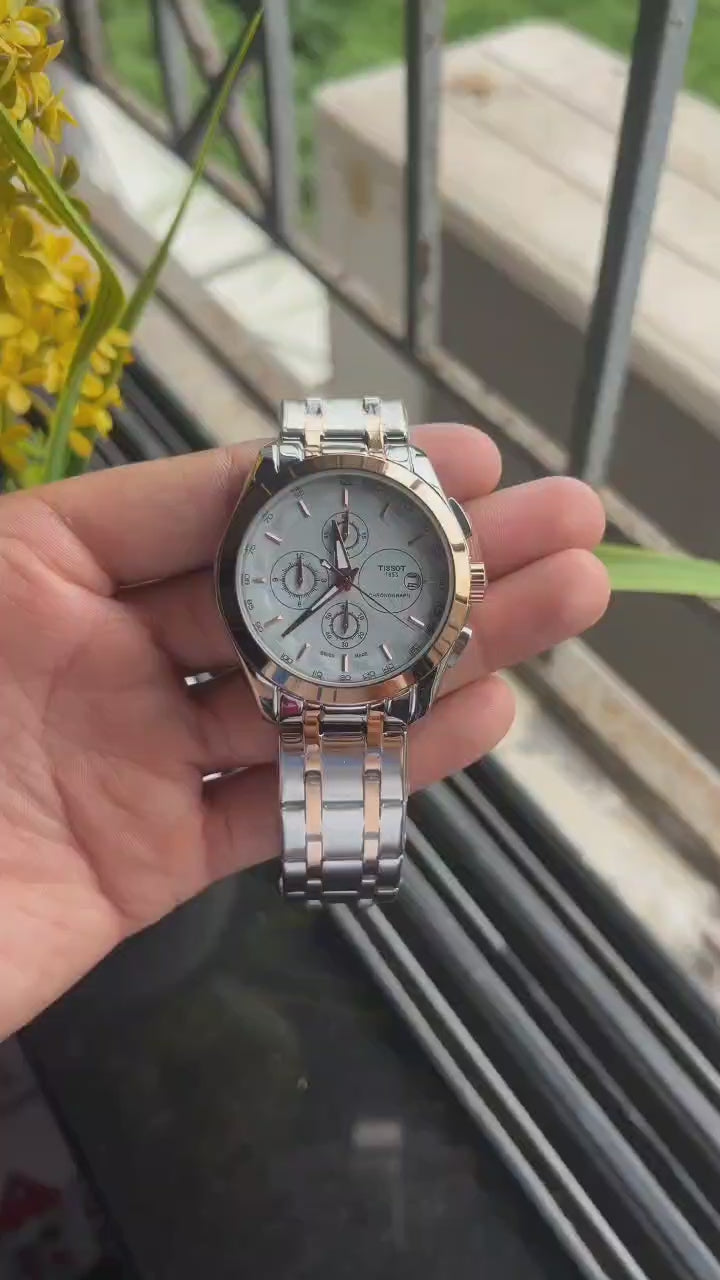 Ti$$ot 1853 Dual Tone White Dial Mens All Working