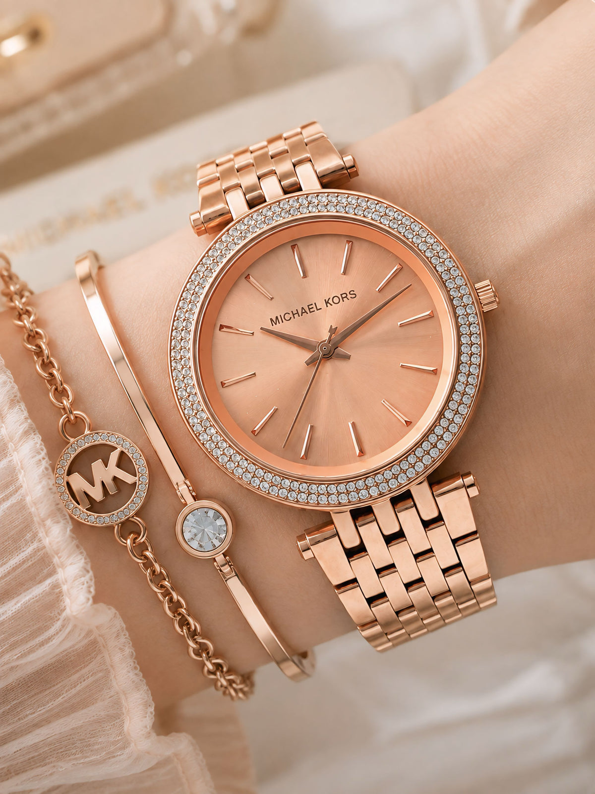 Mich@el Kor$ D@rci Mk-3192 Women Rose Gold All Working