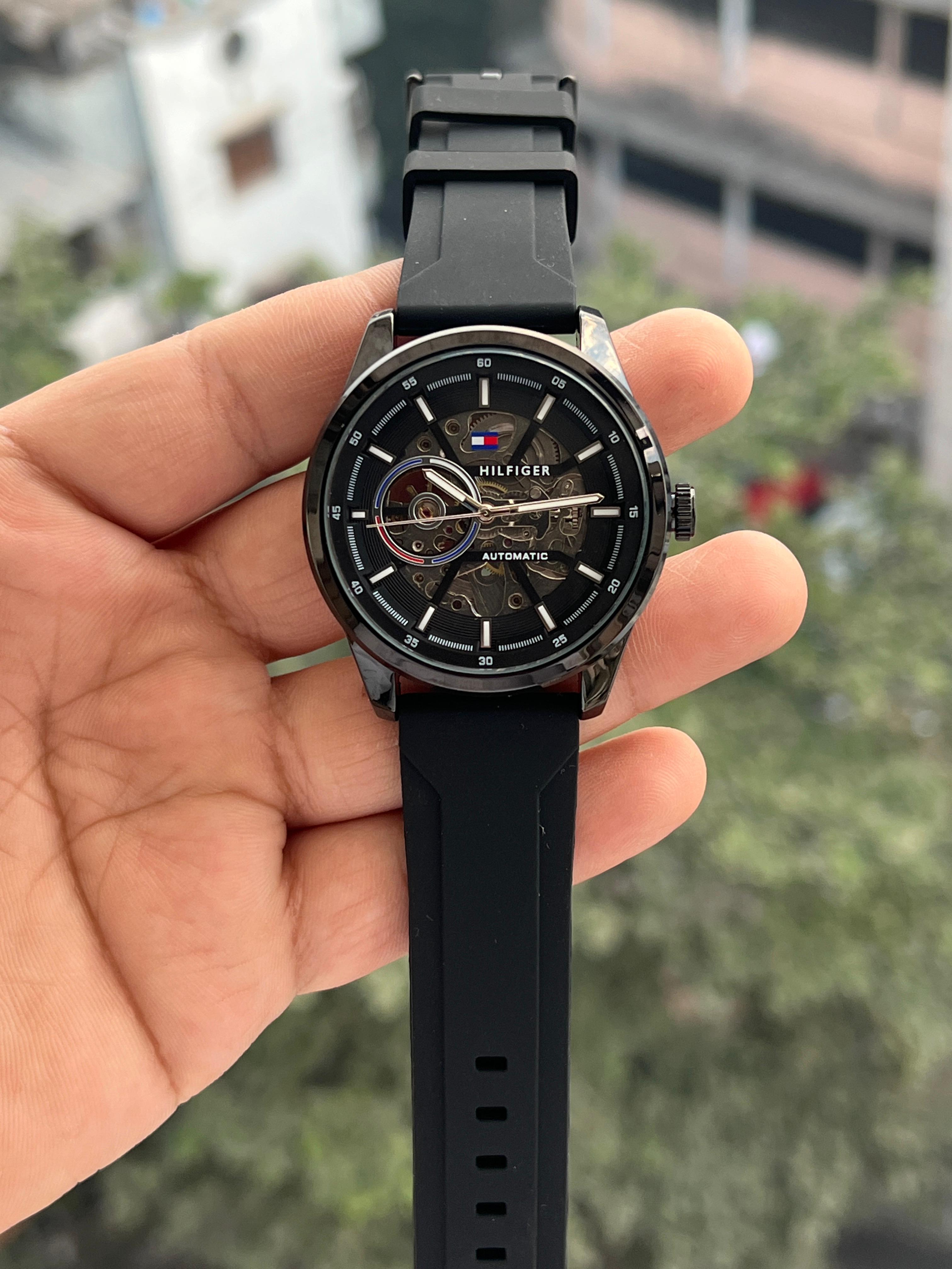 Tommyy Hilfiiger Black Automatic Best Quality Watch All Working