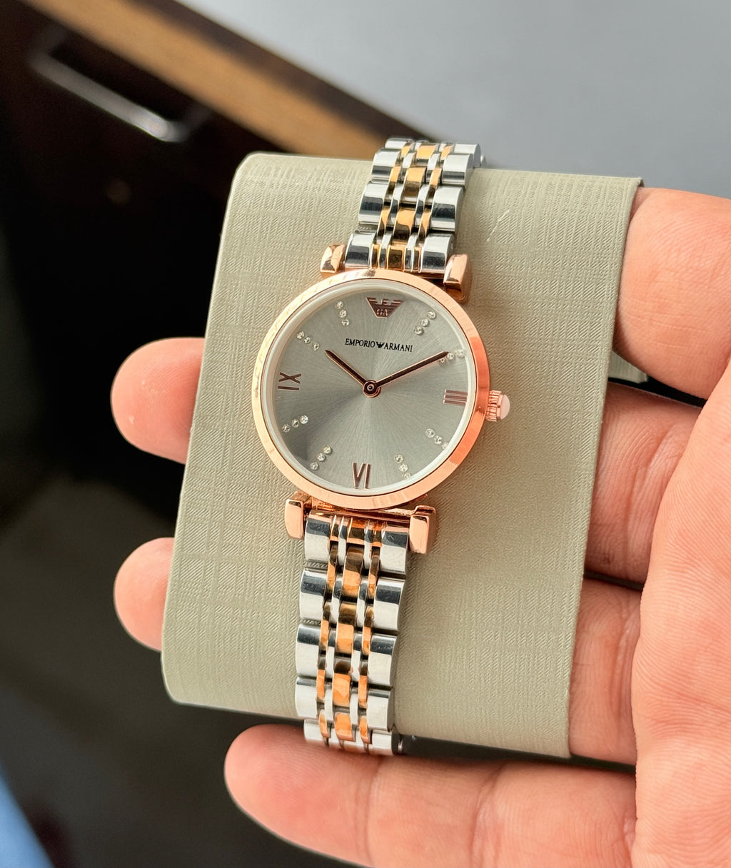 Empo®io Arm@ni Women Dual Tone Grey Dial All Working