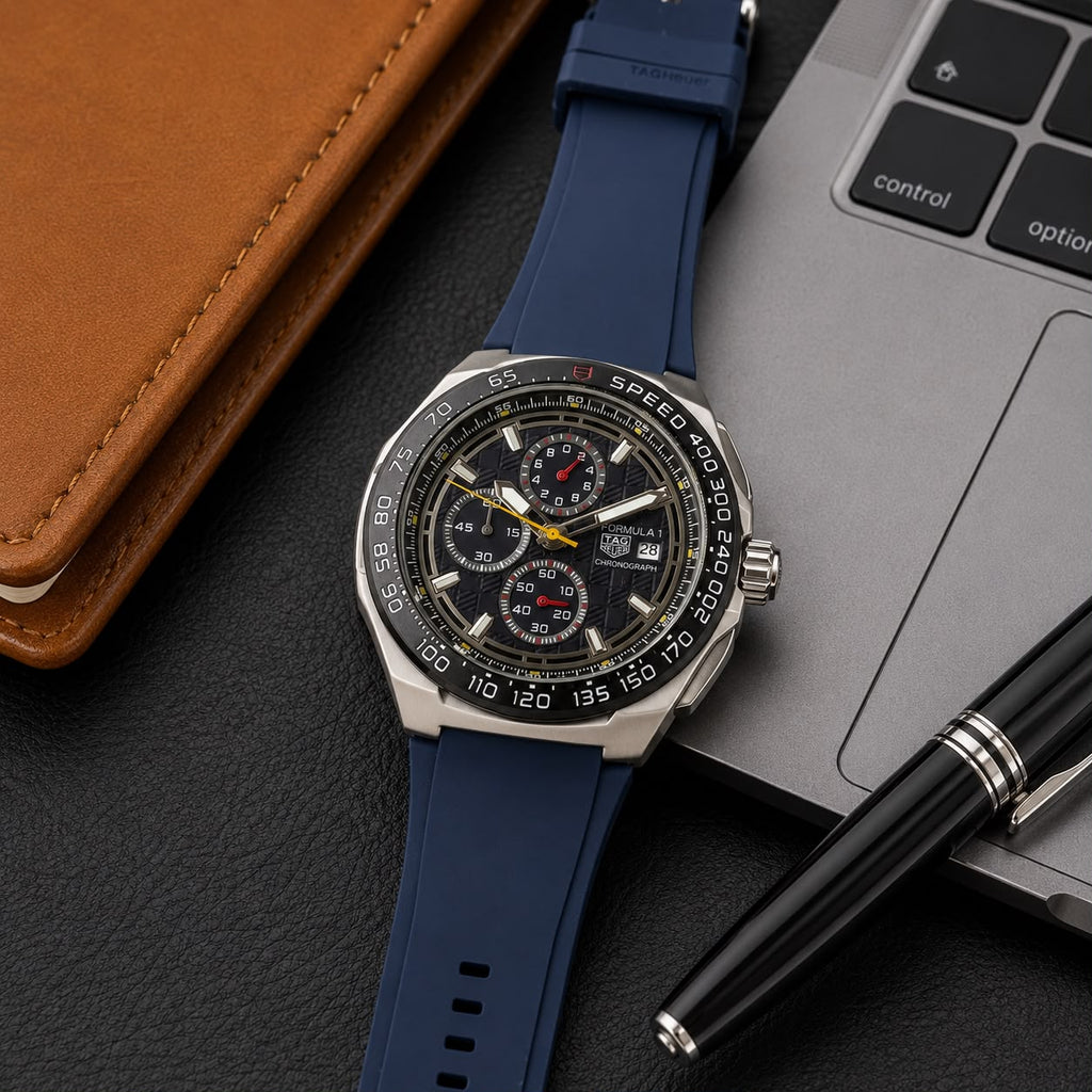 T@g Heue® Mens Blue Silicon Strap All Working