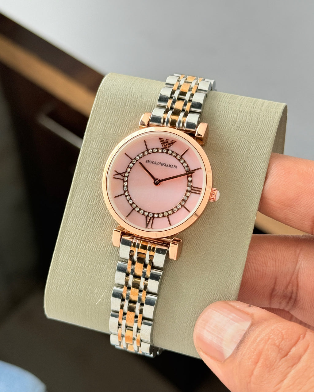 £mporio Arm@ni Women Dual Tone Pink Dial All Working