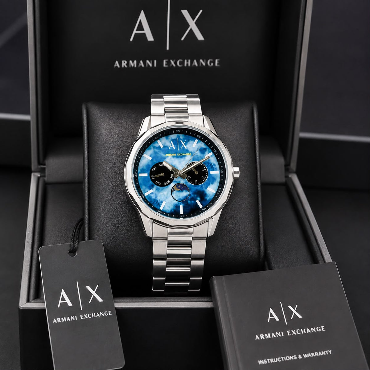 Arm@ni Exch@nge Silver Blue Mens All Working