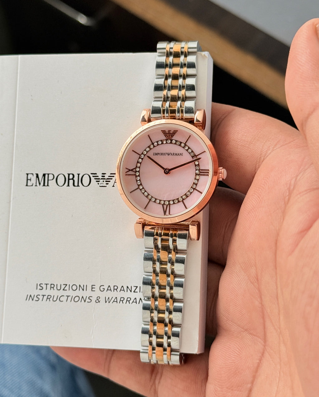 £mporio Arm@ni Women Dual Tone Pink Dial All Working