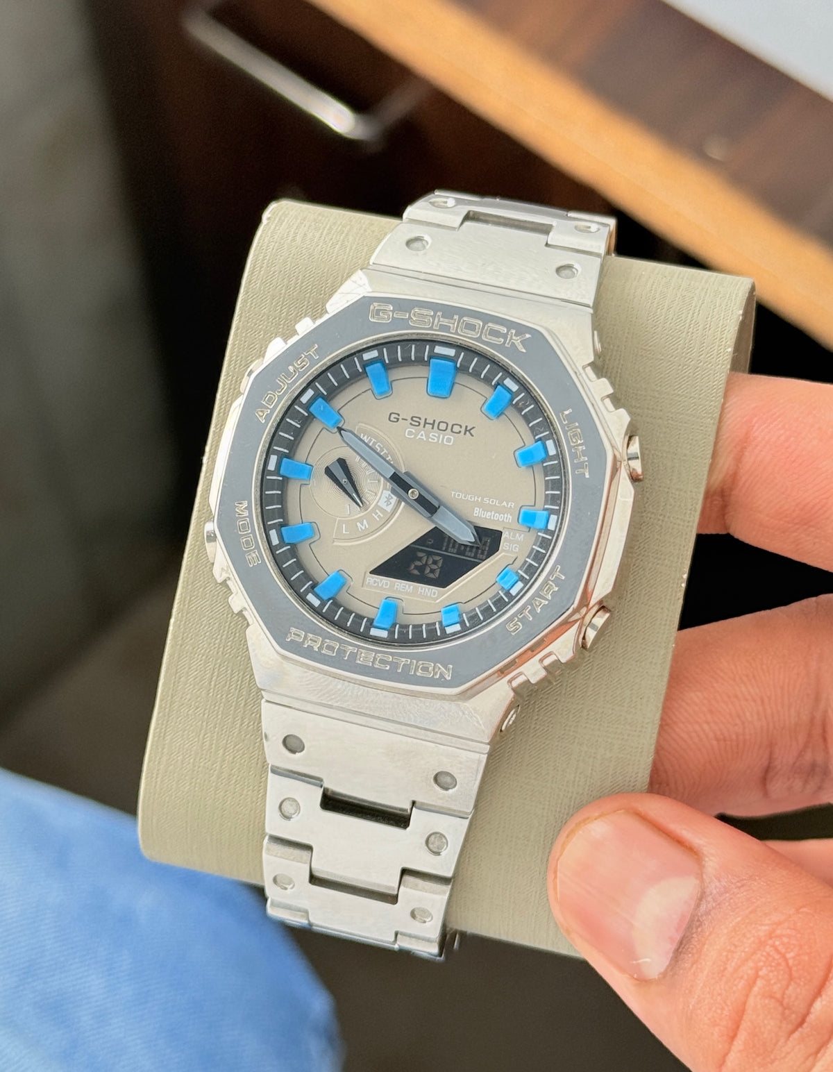 C@sio Gsho©k Mens Silver Stainless Steel Chain All Working
