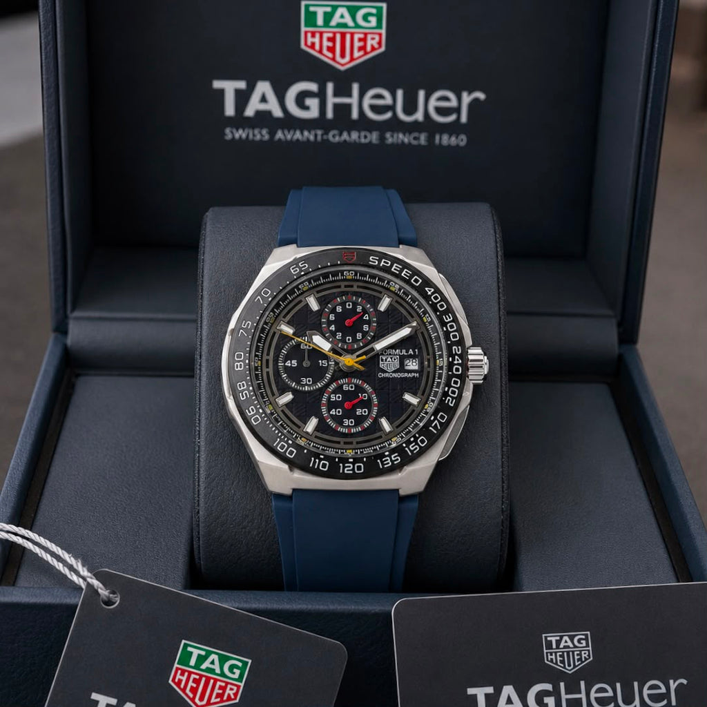 T@g Heue® Mens Blue Silicon Strap All Working