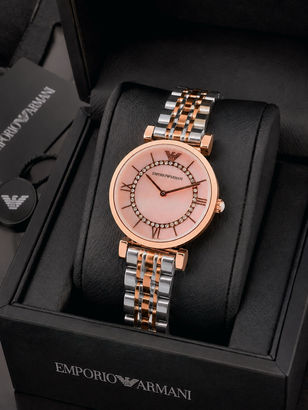 £mporio Arm@ni Women Dual Tone Pink Dial All Working